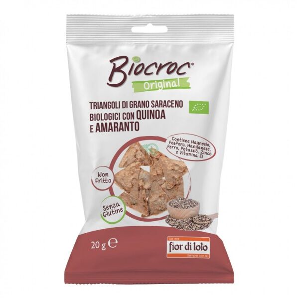 biotobio biocroc triangoli di grano saraceno con quinoa e amaranto fior di loto 20g