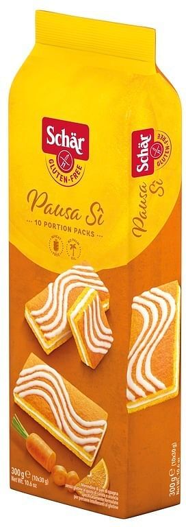 dr.schar spa schar pausa si' merendine di pan di spagna al gusto di carota e arancia 10 porzioni da 30 g