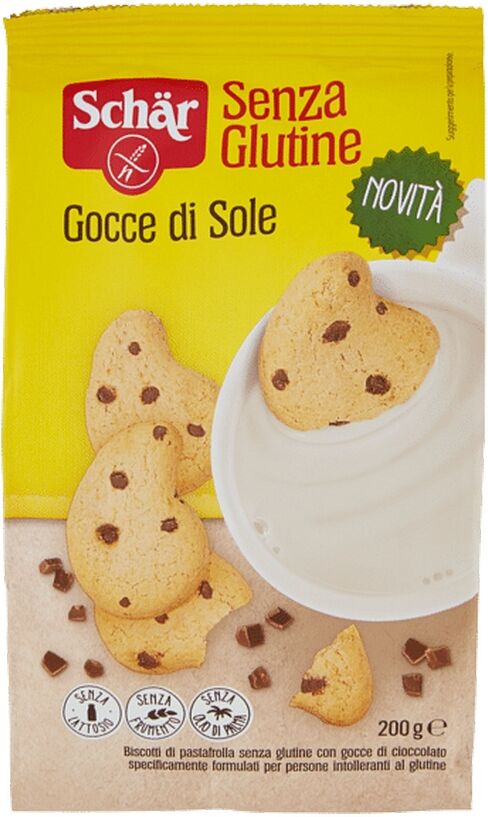 Schar Gocce Di Sole Biscotti Di Pastafrolla Con Gocce Di Cioccolato Fondente Senza Lattosio 200 G