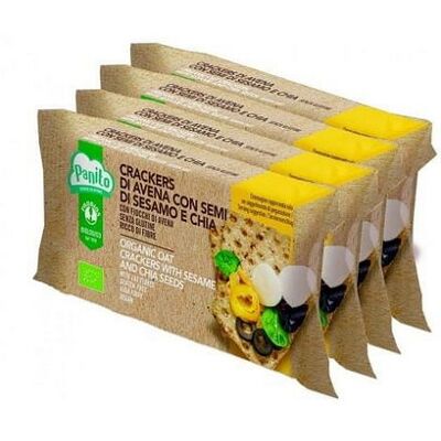 Cracker di avena Panito Probios con sesamo, chia, vegano, senza glutine 4 pezzi Cracker di avena Panito Probios con sesamo, chia, vegano, senza glutine 4 pezzi