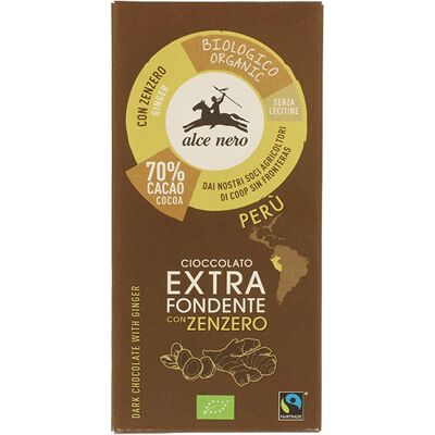Alce Nero Cioccolato Fondente 70% con Zenzero - Tavoletta Alce Nero Cioccolato Fondente 70% con Zenzero - Tavoletta