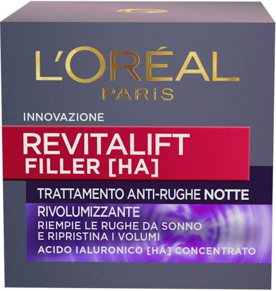 antica farmacia orlandi l'oreal revitalift filler trattamento anti-rughe notte rivolumizzante 50ml.acido ialuronico concentrato