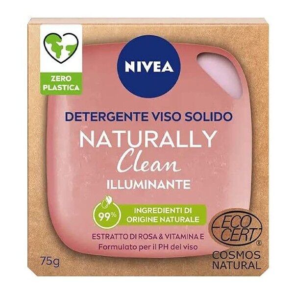 antica farmacia orlandi nivea naturally clean illuminante detergente viso solido 75gr.estratto di rosa e vitamina e