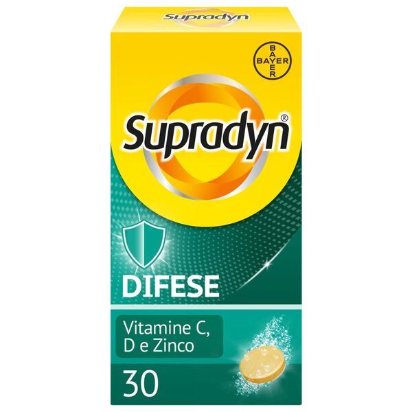 bayer ch supradyn difese adulto integratore per il sistema immunitario, con vitamina c, d e zinco, 30 compresse eff