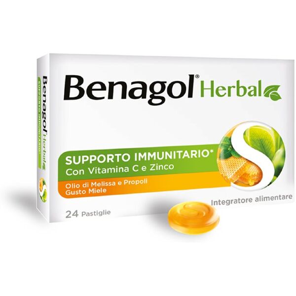 reckitt benckiser h.(it.) spa benagol herbal miele 24 - novita' pastiglie mal di gola