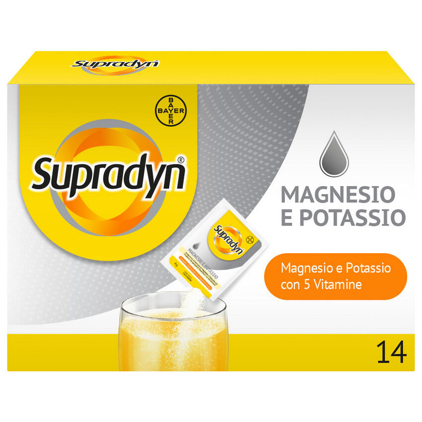 bayer spa supradyn magnesio e potassio integratore sport con vitamine b vitamina c e minerali 14 bustine eff