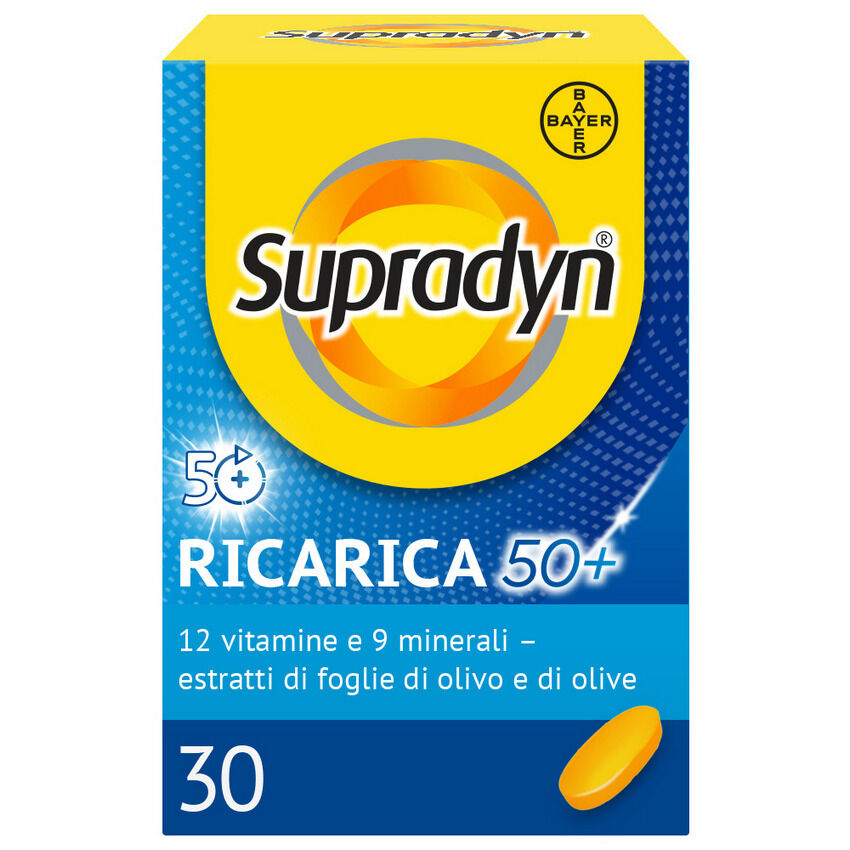 bayer spa supradyn ricarica 50+ integratore vitamine e minerali con antiossidanti 30 compresse rivestite