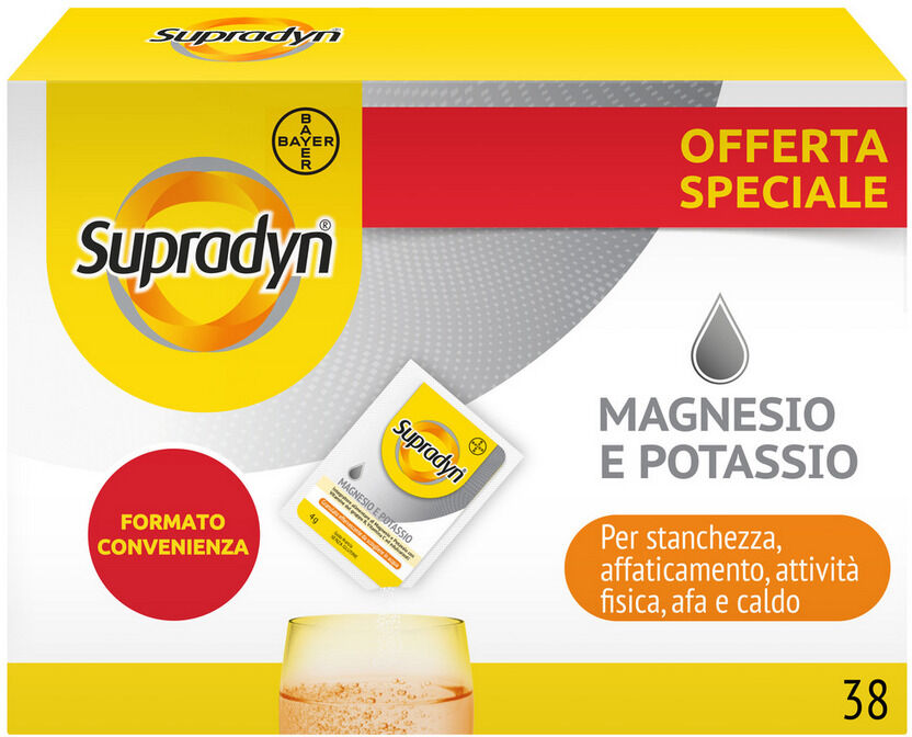 bayer spa supradyn magnesio e potassio, integratore sport, con vitamine b, vitamina c e minerali, 38 bst eff