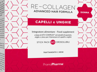 promopharma spa re-collagen advanced hair formula donna unghie e capelli 60 stick