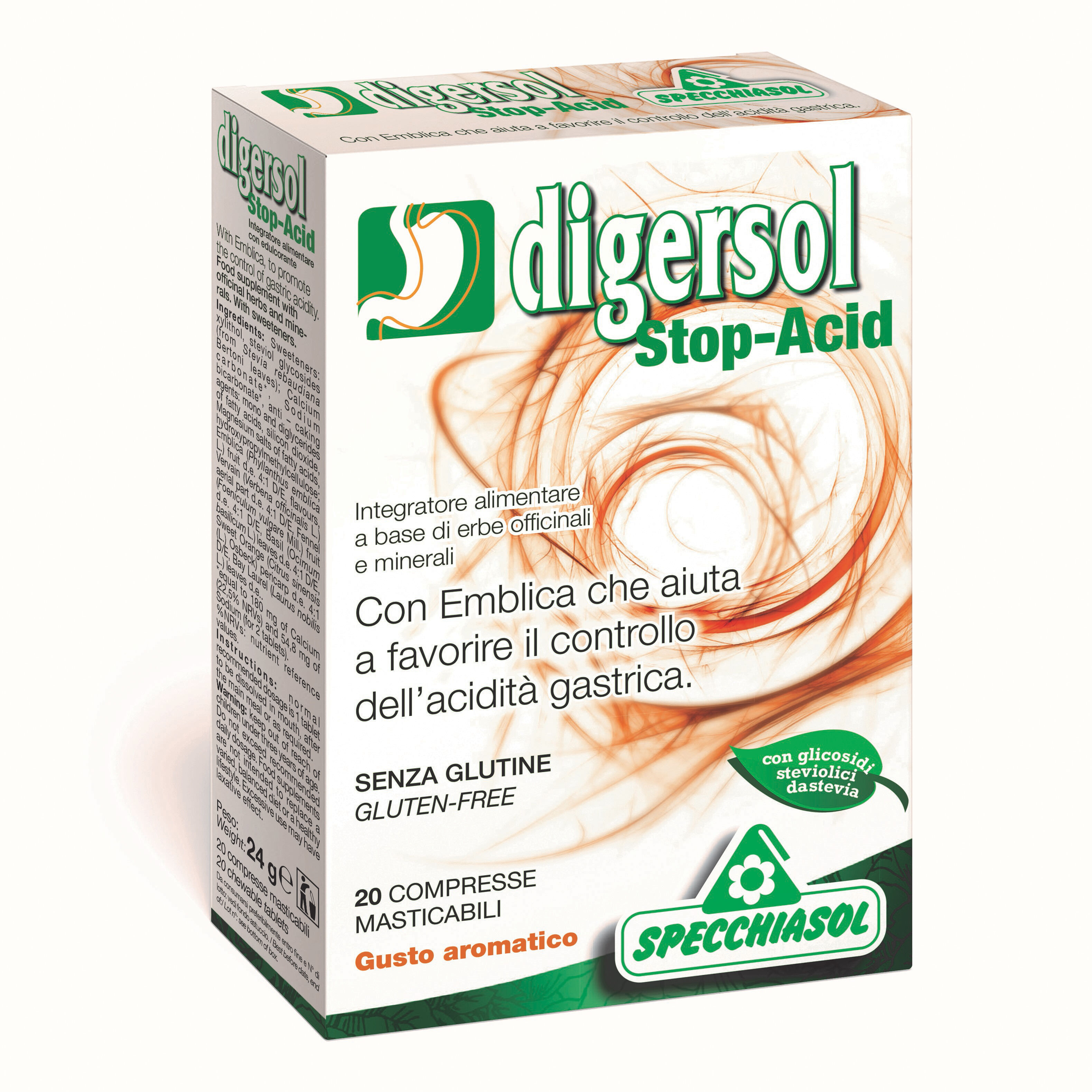 specchiasol srl digersol stop-acid gusto aromatico 20 compresse masticabili