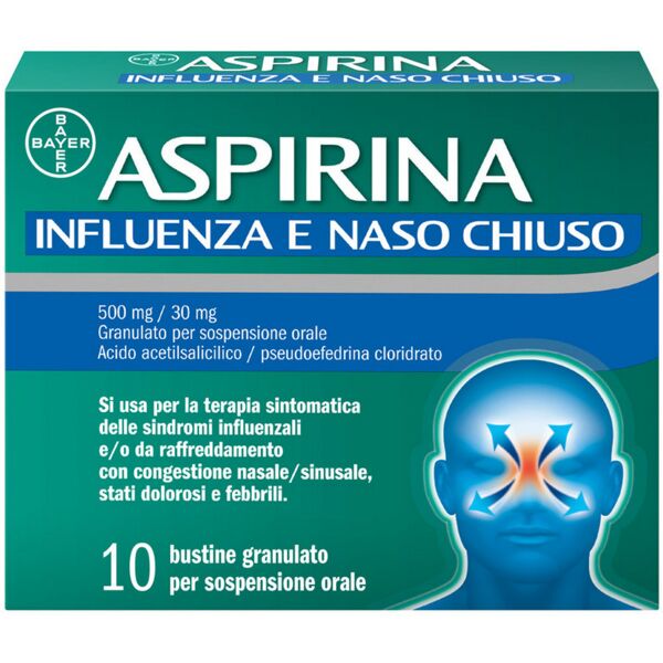 bayer spa aspirina influenza e naso chiuso antidolorifico decongestionante contro sintomi influenzali 10 buste