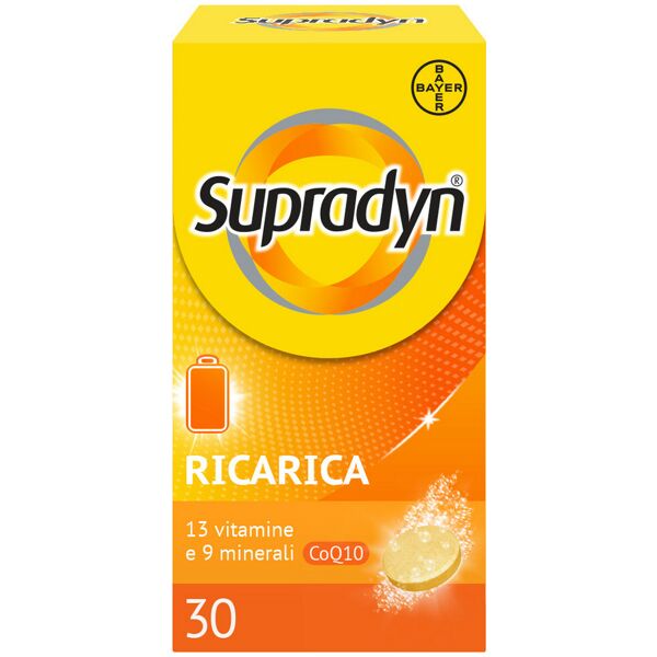 bayer spa supradyn ricarica integratore multivitaminico completo e minerali, 30 compresse effervescenti