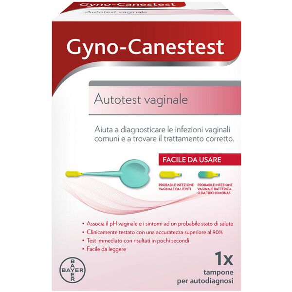 bayer spa gyno-canestest autotest vaginale diagnosi infezioni vaginali, candida, vaginosi batterica, 1 tampone