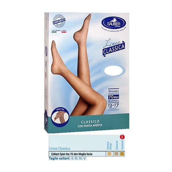 desa pharma sauber collant open toe maglia liscia 70 denari colore neutro beige taglia 5 linea classica