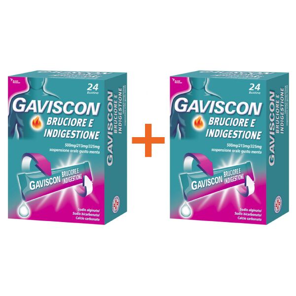 reckitt benckiser h.(it.) spa gaviscon  bruciore&indigestione 48 bustine 10ml contro sintomi del reflusso gastroesofageo, indigestione, bruciore e acidità di stomaco