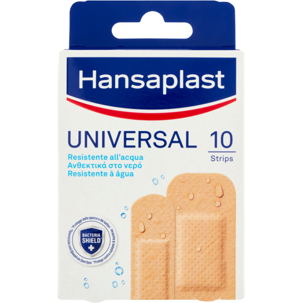 beiersdorf spa hansaplast universal cerotti resistenti all'acqua assortiti 10 pezzi 2 formati