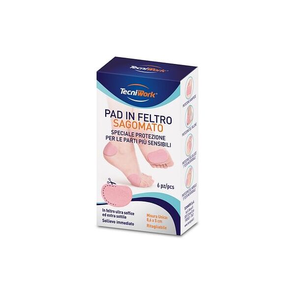 tecniwork spa pad in feltro sagomato 8,6x5cm 6 pezzi