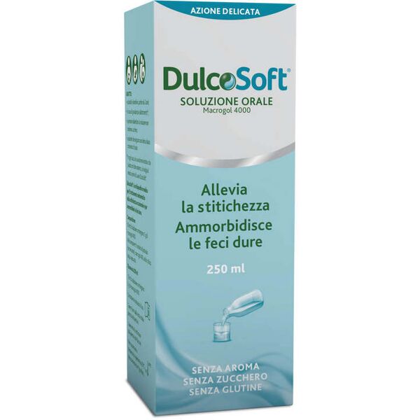 opella healthcare italy srl dulcosoft dispositivo medico, soluzione orale liquida, flacone da 250 ml lassativo, stitichezza, sollievo, senza glutine, senza zucchero, adulti, bambini