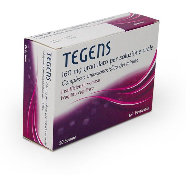 vemedia manufacturing b.v. tegens 160 mg, per l'insufficienza venosa, gambe gonfie, stanche e pesanti 20 bustine