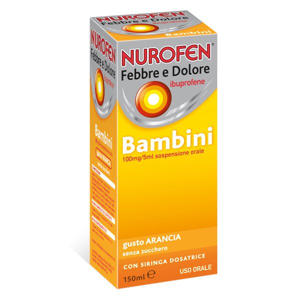 reckitt benckiser h.(it.) spa nurofen febbre e dolore bambini 100mg / 5ml arancia ibuprofene sospensione orale 150ml
