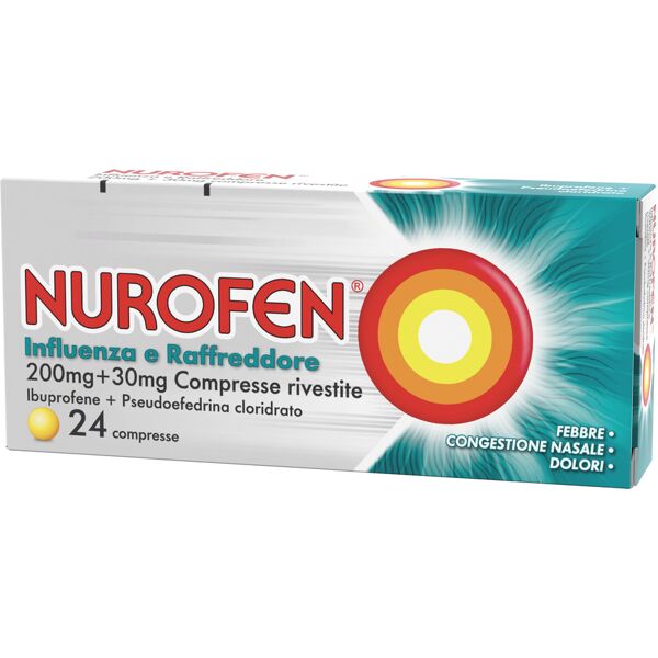 reckitt benckiser h.(it.) spa nurofen influenza e raffreddore 24 cpr antinfiammatorio e antidolorifico contro sintomi di influenza, raffreddore come febbre e mal di testa