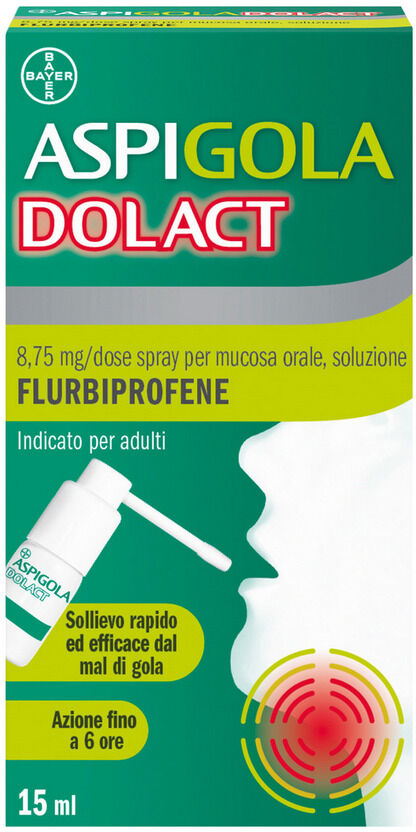 bayer spa aspi gola dolact spray antinfiammatorio e antidolorifico per mal di gola forte flurbiprofene 15ml