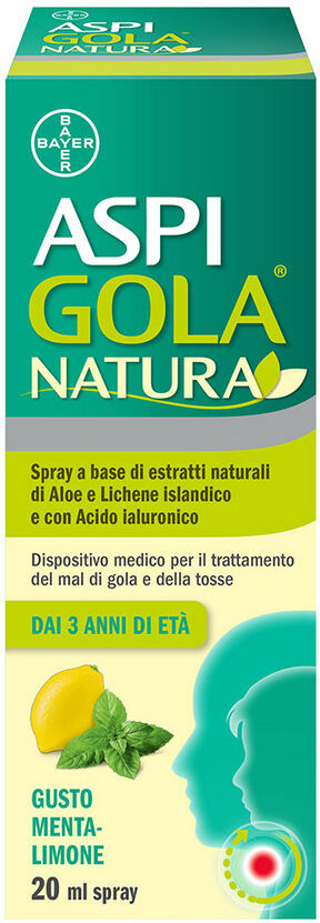 bayer spa aspi gola natura spray con estratti naturali per tosse e mal di gola menta e limone flacone 20ml