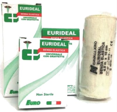 cura farma srl benda elastica curideal universale con graffette non sterile cm 6x4,5