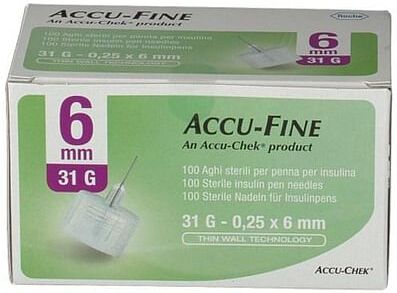 roche diabetes care italy spa ago per penna da insulina accu fine pen needle accu chek gauge 31 x 6mm 100 pezzi