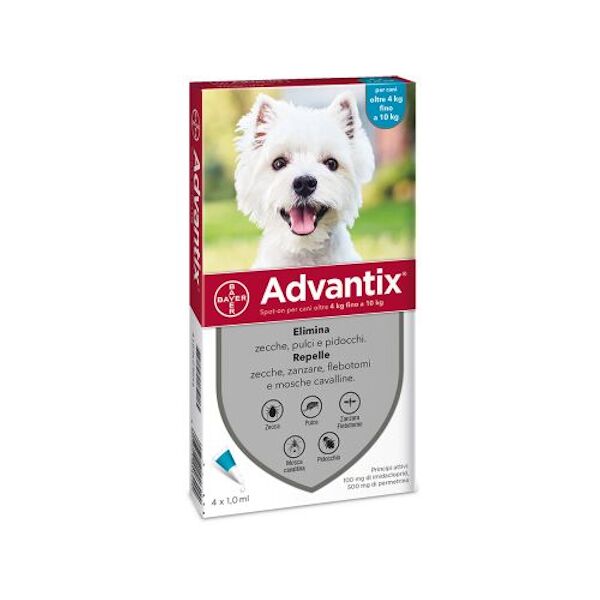 elanco italia spa advantix - spot on antiparassitario per cani 4-10 kg confezione 6 pipette