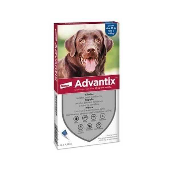 elanco italia spa advantix spot on 6 pipette per cani oltre 25 kg fino a 40 kg