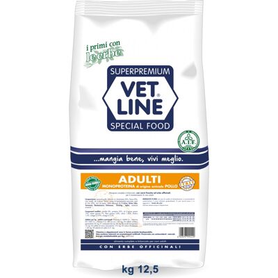 Cibo per cani adulti Vet Line - Pollo 12,5 Kg Cibo per cani adulti Vet Line - Pollo 12,5 Kg
