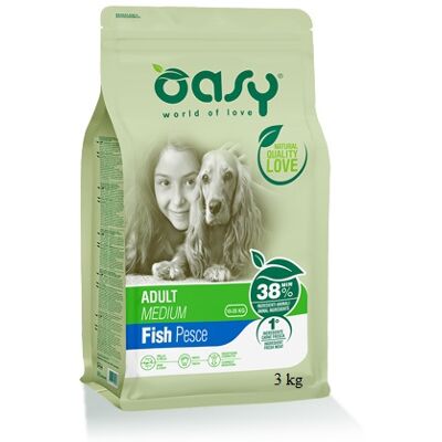 Cibo per cani adulti di taglia media con pesce Oasy Cibo per cani adulti di taglia media con pesce Oasy