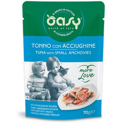 Oasy More Love Tonno con Acciughe per Gatti - 70g Oasy More Love Tonno con Acciughe per Gatti - 70g