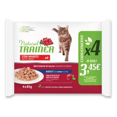 Natural Trainer Bocconcini di Manzo per Gatti - Alimento Completo Natural Trainer Bocconcini di Manzo per Gatti - Alimento Completo