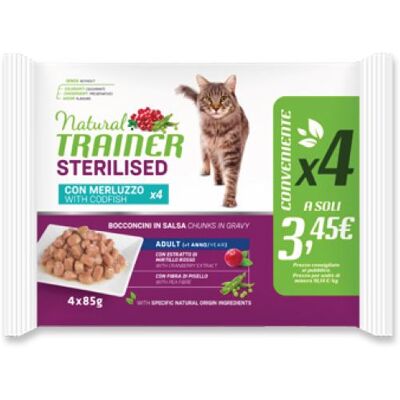 Antica Farmacia Orlandi Trainer Gatto Natural Adulto Sterilizzato Merluzzo Flowpack Cf. (4x85) Gr Antica Farmacia Orlandi Trainer Gatto Natural Adulto Sterilizzato Merluzzo Flowpack Cf. (4x85) Gr