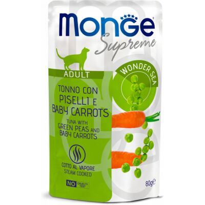 Cibo per gatti adulti Monge Tonno Piselli Carote - 80g Cibo per gatti adulti Monge Tonno Piselli Carote - 80g