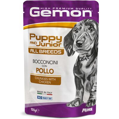 GEMON Cibo umido per cani cuccioli e giovani 24x100G - Busta multipack GEMON Cibo umido per cani cuccioli e giovani 24x100G - Busta multipack