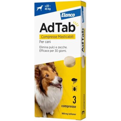 Elanco Italia Spa Adtab - Trattamento antiparassitario per cani 22-45kg Elanco Italia Spa Adtab - Trattamento antiparassitario per cani 22-45kg