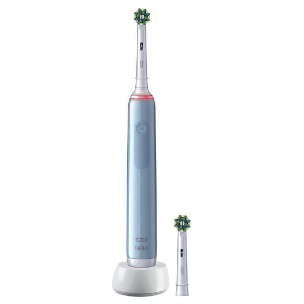 procter & gamble srl oral-b spazzolino elettrico ricaricabile blu pro3 3000, 1 custodia da viaggio, 2 testine di ricambio