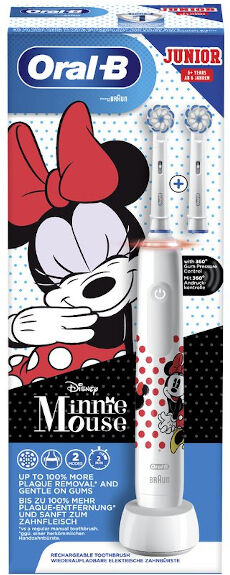 procter & gamble srl oral-b spazzolino elettrico ricaricabile junior minnie +6 anni, 2 testine, 1 spazzolino