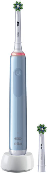 procter & gamble srl oral-b spazzolino elettrico ricaricabile blu pro3 3000, 1 custodia da viaggio, 2 testine di ricambio