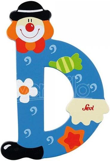 TRUDI Sevi 81740 - Letteraa D In Legno A Forma Di Clown Blu 9,5 Cm Decorazione TRUDI Sevi 81740 - Letteraa D In Legno A Forma Di Clown Blu 9,5 Cm Decorazione