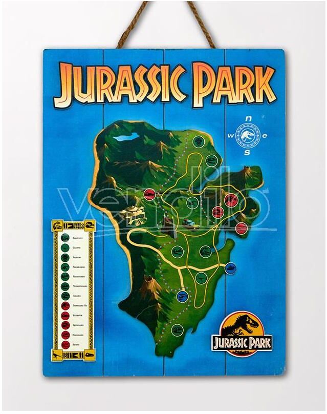 DOCTOR COLLECTOR Doctor Da Collezionejurassic Park In Legno Map Poster Poster