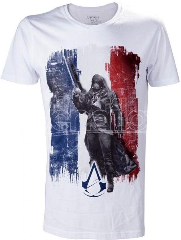 BIOWORLD T-Shirt Assassin Creed Arno Frnch Bandiera White Taglia M T-Shirt