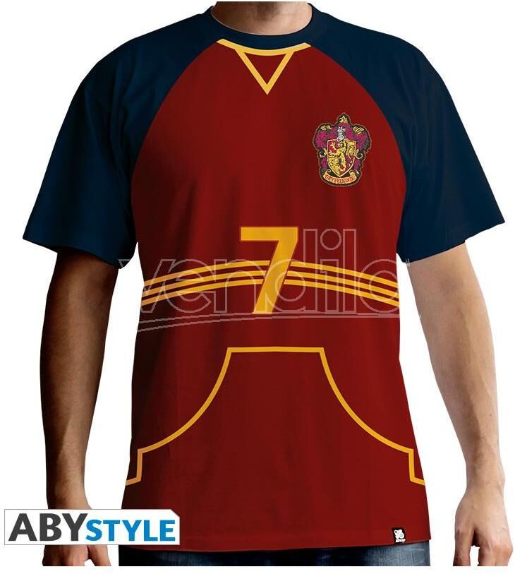 ABYSTYLE Harry Potter T-Shirt "Maglietta Quidditch" Uomo Ss Rossa Premium Taglia Xs