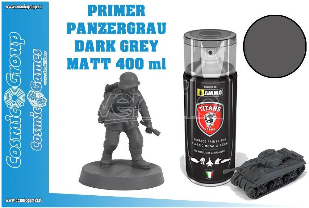 TITANS HOBBY Panzergrau Matt Primer - 400ml Spray Colori TITANS HOBBY Panzergrau Matt Primer - 400ml Spray Colori