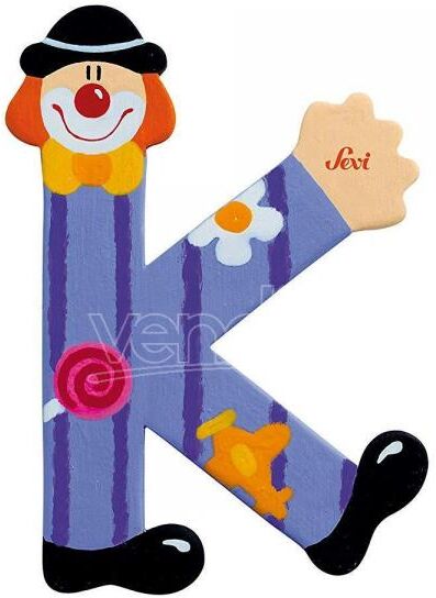 TRUDI Sevi 81747 - Letteraa K In Legno A Forma Di Clown Viola 8 Cm Decorazione