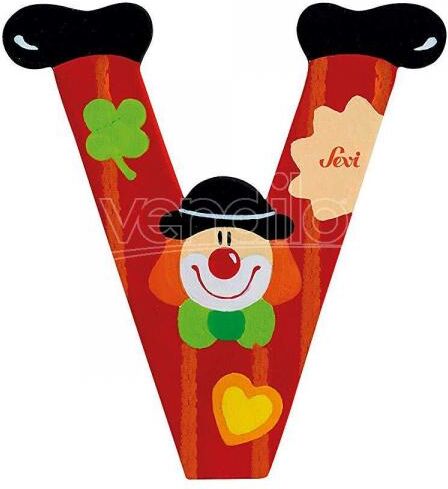 TRUDI Sevi 81758 - Letteraa V In Legno A Forma Di Clown Rosso 9 Cm Decorazione TRUDI Sevi 81758 - Letteraa V In Legno A Forma Di Clown Rosso 9 Cm Decorazione