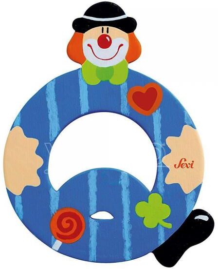 TRUDI Sevi 81753 - Letteraa Q In Legno A Forma Di Clown Blu 9,5 Cm Decorazione